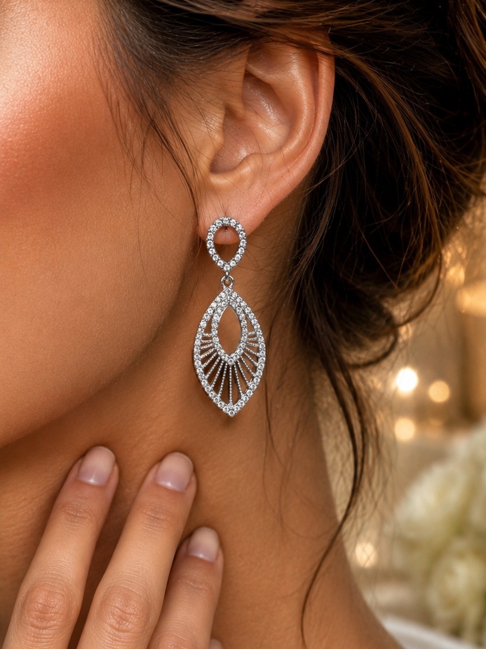 Elegant D’Bello Silver Crystal Drop Earrings - Women's Jewelry